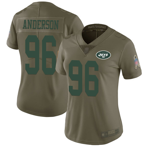 New York Jets Limited Olive Women Henry Anderson Jersey NFL Football #96 2017 Salute to Service->youth nfl jersey->Youth Jersey